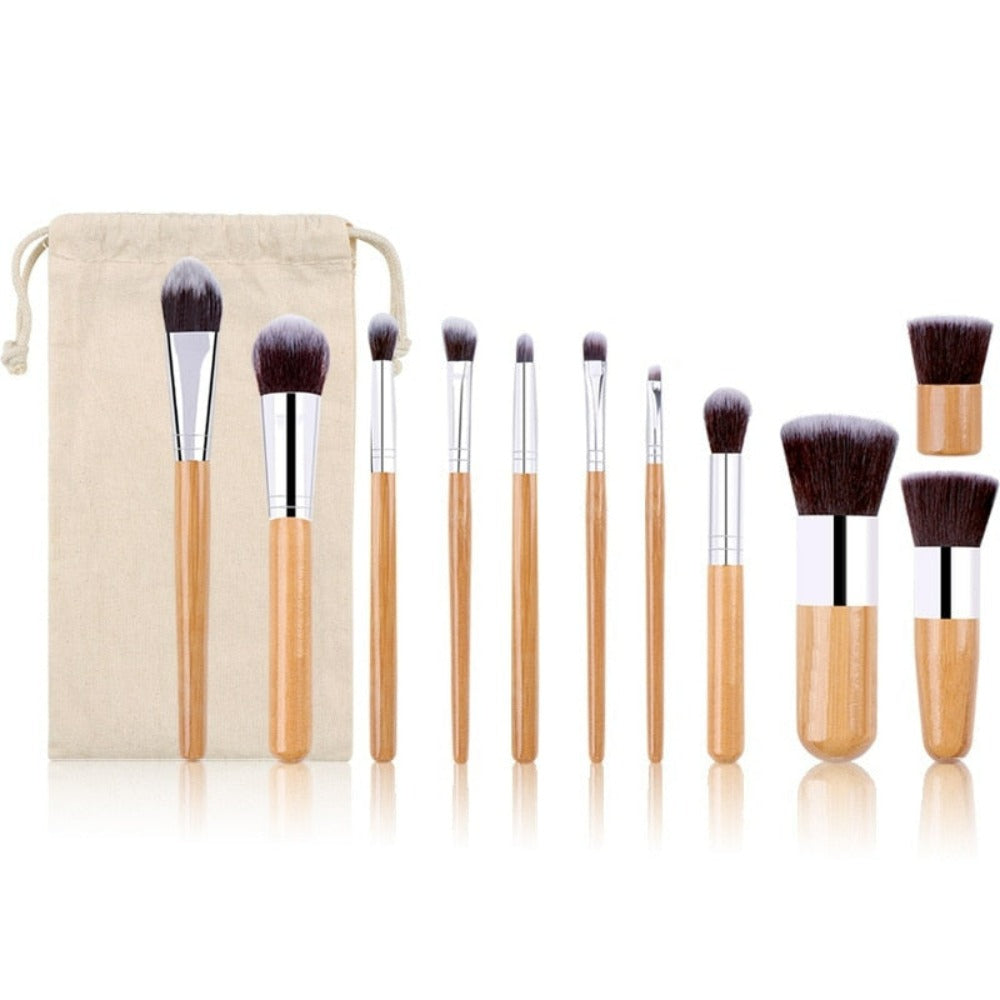 11-Piece Bamboo Makeup Brush Collection