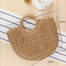 Load image into Gallery viewer, Summer Top Handle Semi Circle Straw Bag
