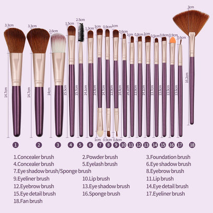 Pearlescent 18 Piece Makeup Brush Set