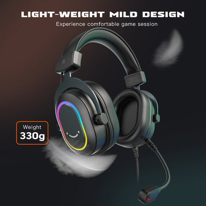 Dragon 6 Dynamic RGB Gaming Headset with Mic Over-Ear Headphones
