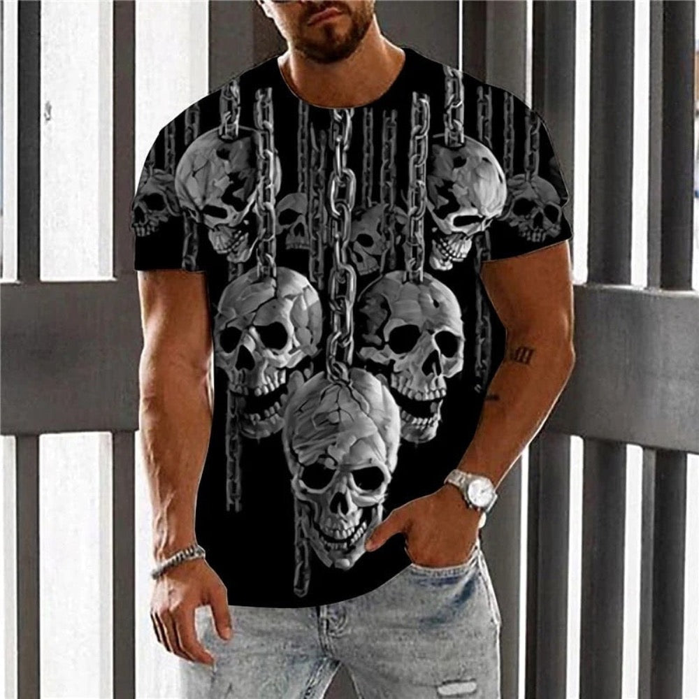 Men's Vintage Graphic Skull Theme T-Shirt
