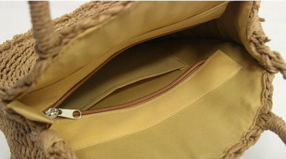 Circular Straw Shoulder Bag