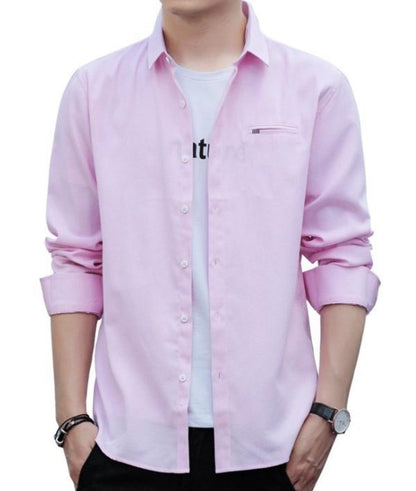Mens Casual Long Sleeve Button Front Shirt