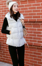 Load image into Gallery viewer, Womens Short Zipped Up Puffer Hooded Vest in White
