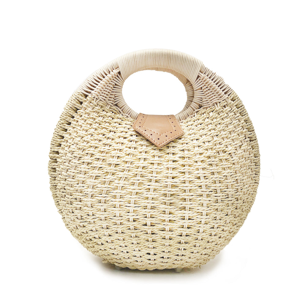 Top Handle Wicker Handbag in Round Shape – Onetify
