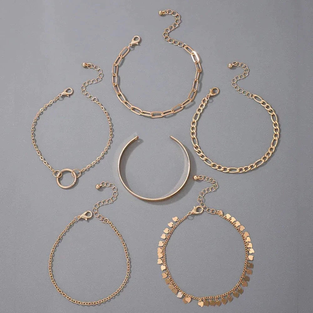 Boho Link Chain Bracelet Set