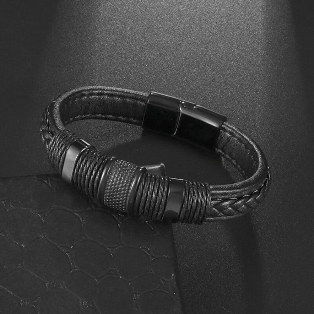 Vegan Leather Braided Bracelet With Charms – Onetify