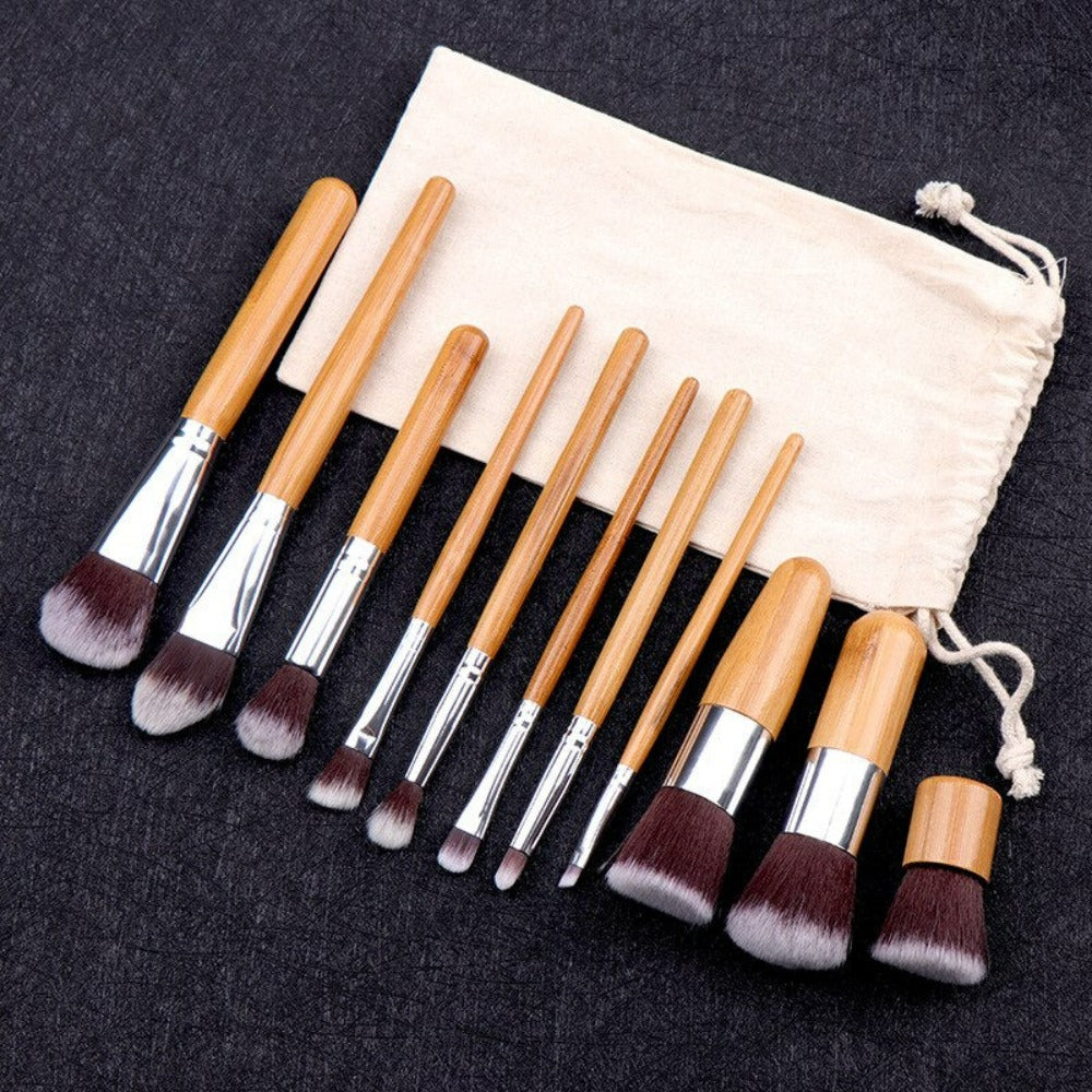 11-Piece Bamboo Makeup Brush Collection