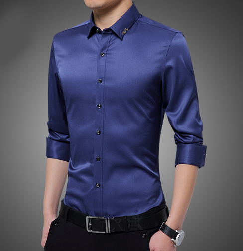 Mens Shirt with Embroidered Collar