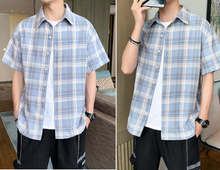 Load image into Gallery viewer, Mens Summer Short Sleeve Plaid Shirt
