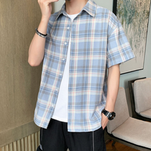 Load image into Gallery viewer, Mens Summer Short Sleeve Plaid Shirt
