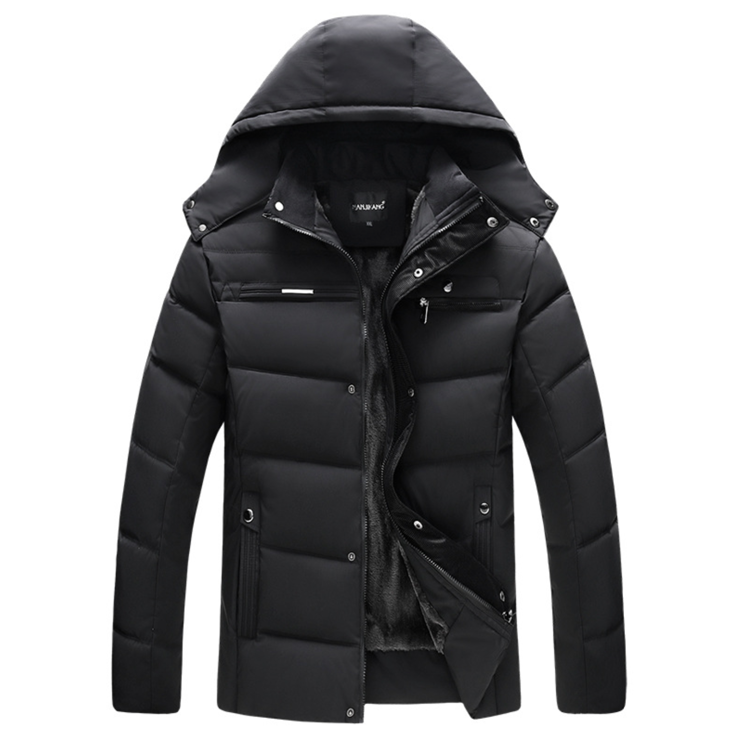 Mens Winter Zipper Coat with Detachable Hood – Onetify