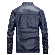 Load image into Gallery viewer, Mens Stand Collar Vegan Leather Pilot Jacket
