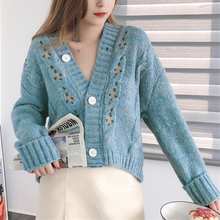Load image into Gallery viewer, Womens Button Front V Neck Sweater Cardigan
