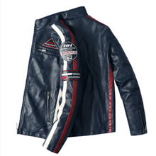 Load image into Gallery viewer, Mens Biker Vegan Leather Jacket With Badges
