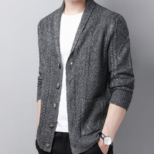Load image into Gallery viewer, Mens Cable Knit Shawl Collar Cardigan
