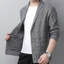 Load image into Gallery viewer, Mens Cable Knit Shawl Collar Cardigan

