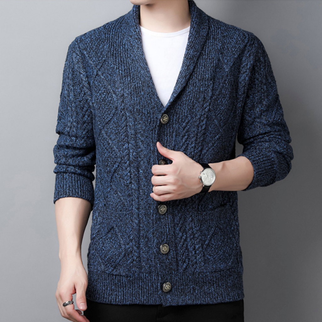 Mens Cable Knit Shawl Collar Cardigan – Onetify