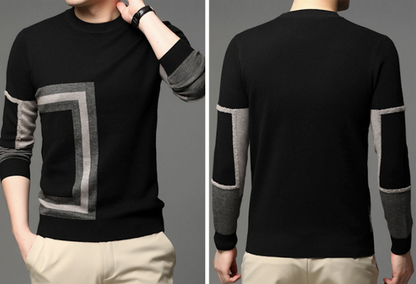 Mens Round Neck Knit Sweater with Prints