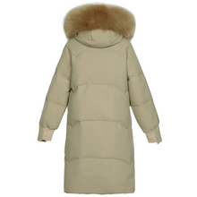 Load image into Gallery viewer, Womens Mid Length Big Pocket Zipper Jacket with Furry Hood
