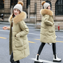 Load image into Gallery viewer, Womens Mid Length Big Pocket Zipper Jacket with Furry Hood

