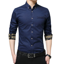 Load image into Gallery viewer, Mens Long Sleeve Plaid Shirt With Golden Print Inner Details
