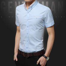 Load image into Gallery viewer, Mens Short Sleeve Button Down Shirt with Dual Collar Look
