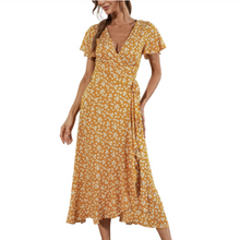 Load image into Gallery viewer, Womens Floral Maxi Dress With Cap Sleeves
