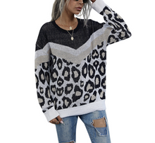 Load image into Gallery viewer, Womens Leopard Print Round Neck Sweater
