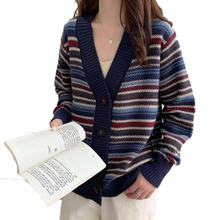 Load image into Gallery viewer, Womens Button Down Striped Cardigan
