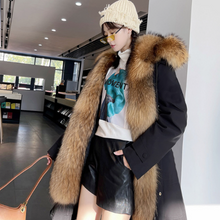 Load image into Gallery viewer, Womens Mid Length Coat with Removable Faux Fur Lining

