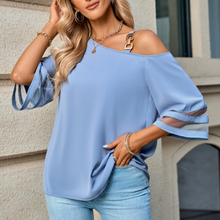 Load image into Gallery viewer, Womens One Side Shoulder Quarter Sleeve Top
