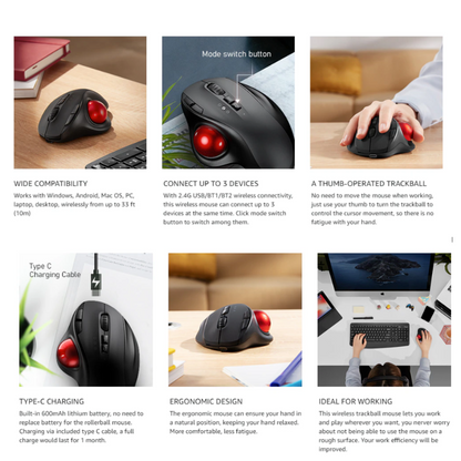 Dragon 2.4Ghz with Bluetooth Trackball Mouse