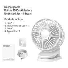 Load image into Gallery viewer, Rotable 3 Speed Fan With Clip and Hook

