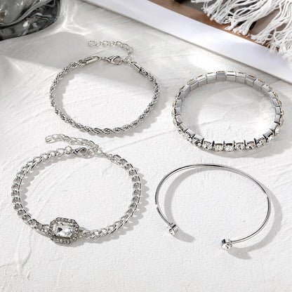 Shiny Adjustable 4 Piece Chain Bracelets Set