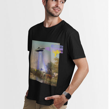 UFO Abducting Cow Jersey Short Sleeve Tee