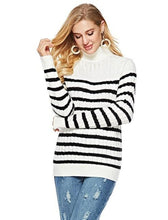 Load image into Gallery viewer, Womens Striped Slim Fit Turtle Neck Sweater
