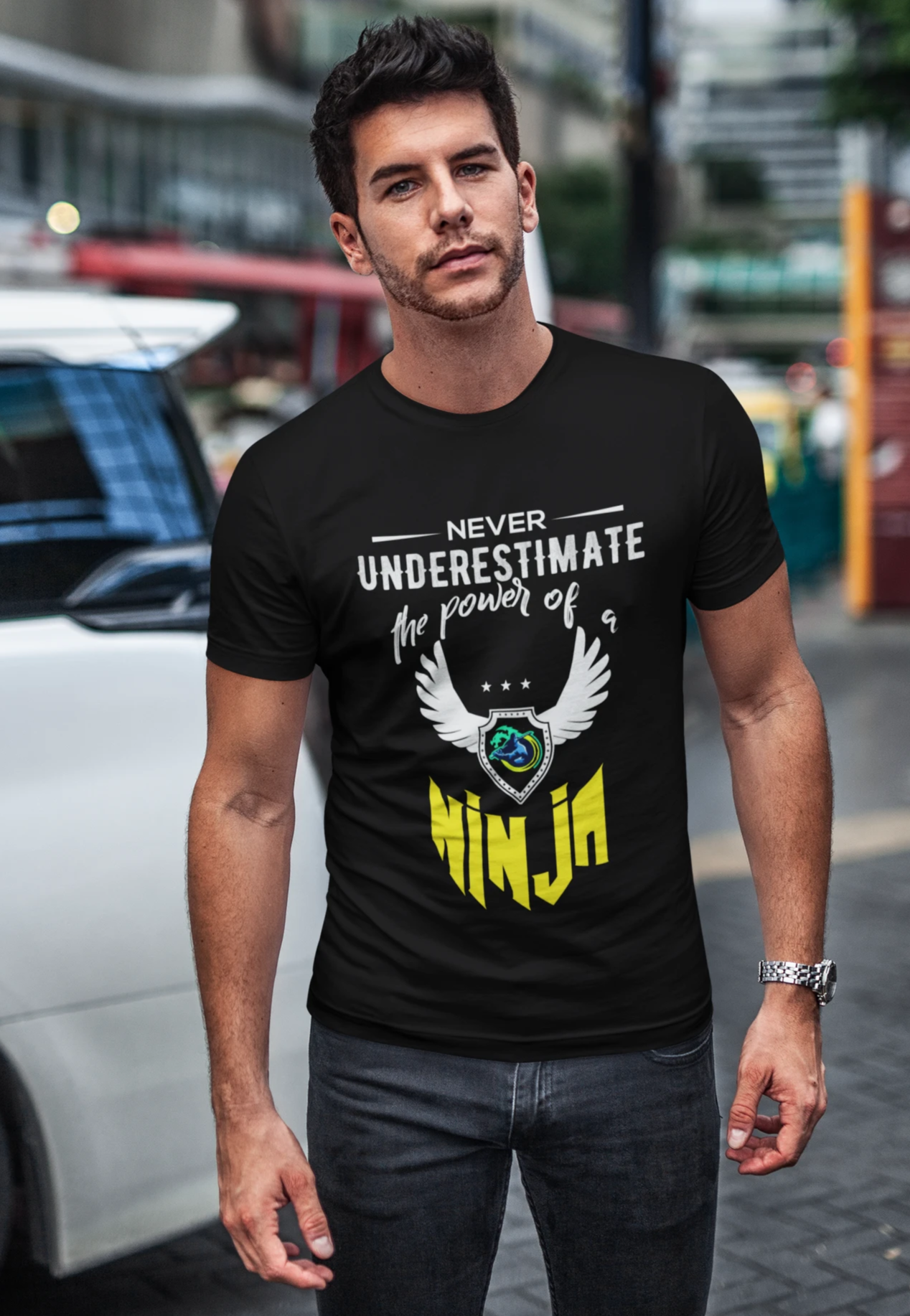 Yellow Ninja Logo Short Sleeve T-Shirt