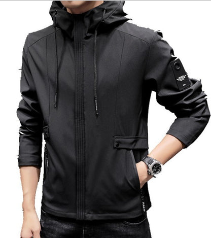 Mens Hooded Street Style Zipper Jacket