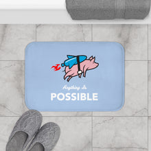 Load image into Gallery viewer, Anything is Possible Flying Pig with Rocket Bath Mat
