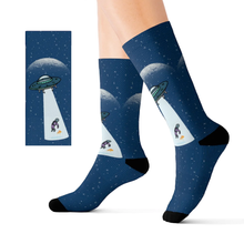 Load image into Gallery viewer, Alien Abduction with Pizza Fun Novelty Socks
