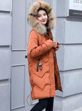 Load image into Gallery viewer, Womens Casual Puffer Coat with Faux Fur Hood in Pink
