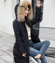 Load image into Gallery viewer, Womens Casual Puffer Coat with Faux Fur Hood in Caramel Brown
