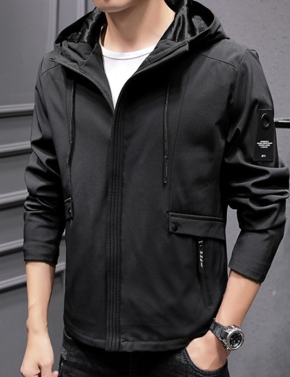 Mens Hooded Street Style Zipper Jacket