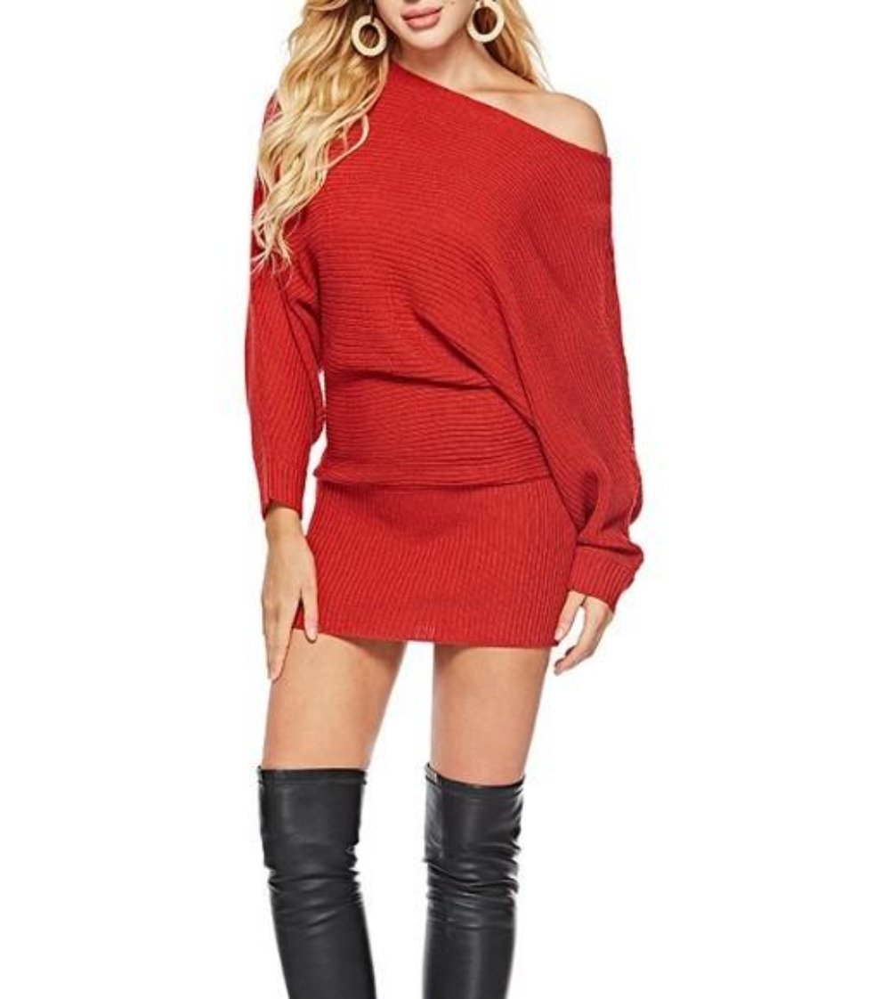 Womens Batwing Mid Length Sweater