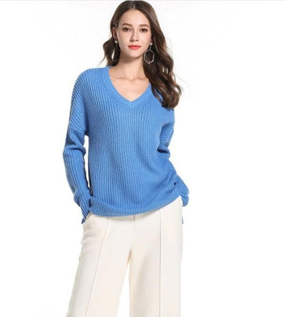 Womens Casual V Neck Sweater