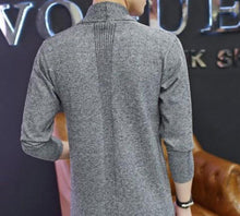 Load image into Gallery viewer, Mens Gray Mid Length Shawl Collar Cardigan
