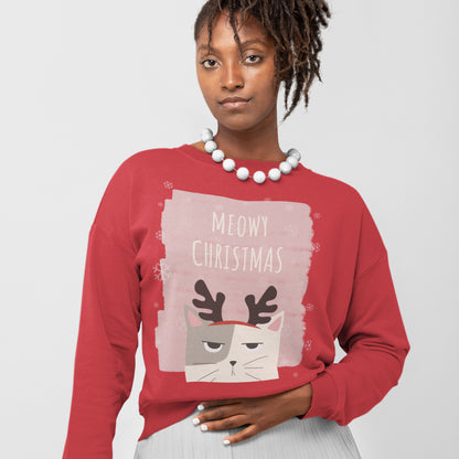 Womens Meowy Christmas Sweatshirt