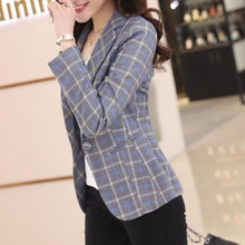 Load image into Gallery viewer, Womens Single Button Slim Fit Checkered Blazer
