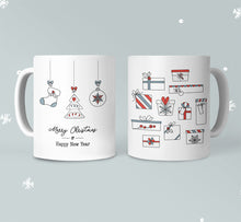 Load image into Gallery viewer, Merry Christmas Mug with Stockings and Presents
